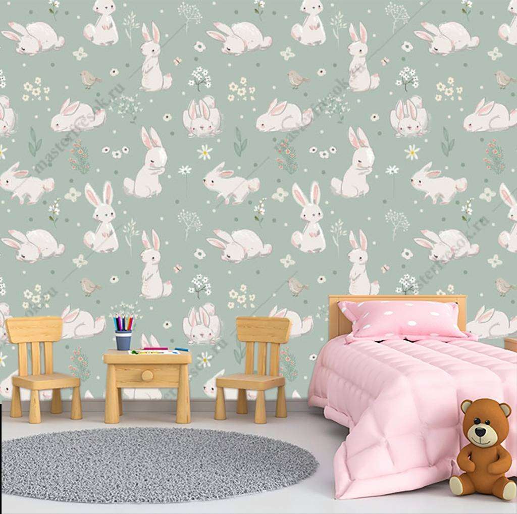 Фотообои в интерьере зайчики  12-666 фото