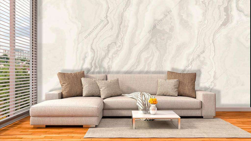 Фотообои в интерьере флюид арт мрамор белый  9-1016 фото