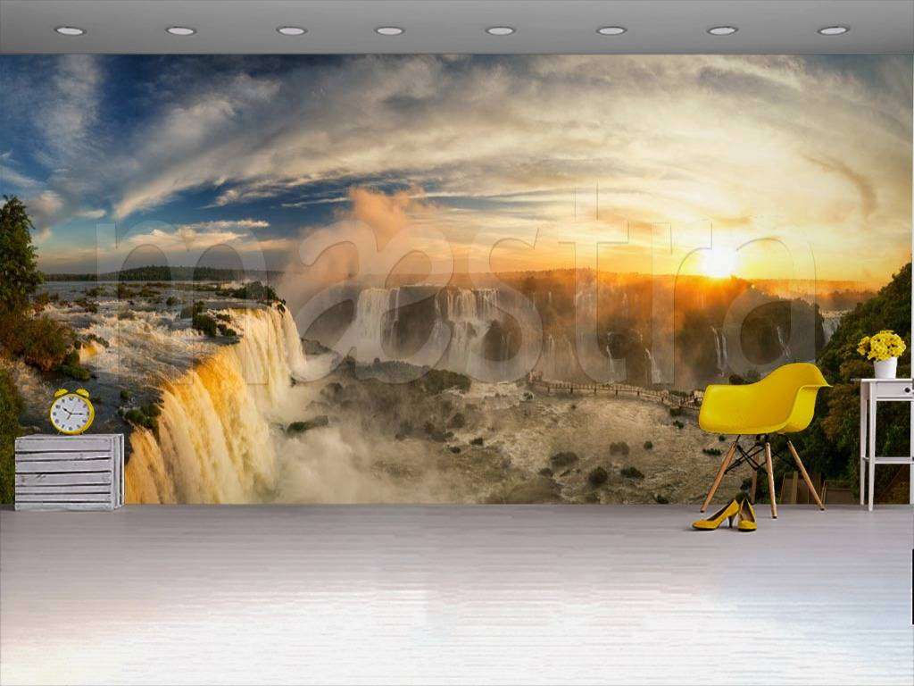 Фотообои в интерьере водопады игуасу и фос-ду-игуасу, бразилия  9-890 фото
