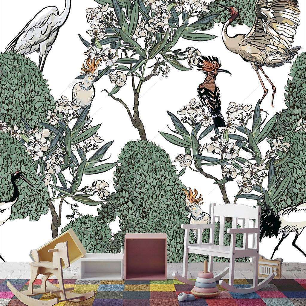 Фотообои Бесшовные обои на стену:  Тропические птицы. Артикул: 12-491  