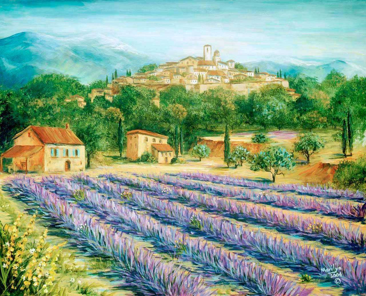 Фотообои в интерьере лавандовые поля  8-116 фото