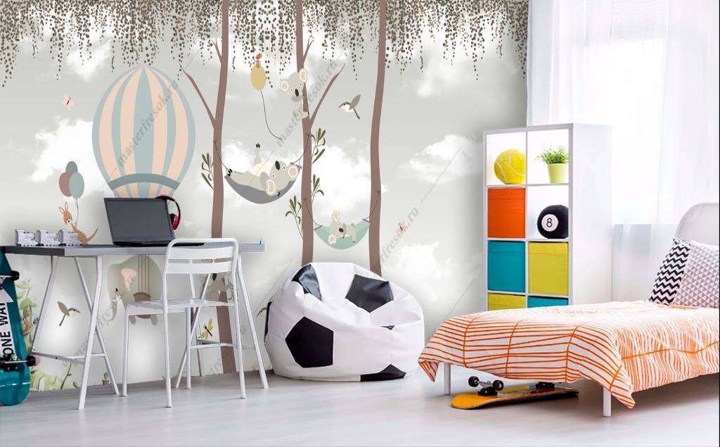 Фотообои в интерьере слон на воздушном шаре  12-919 фото