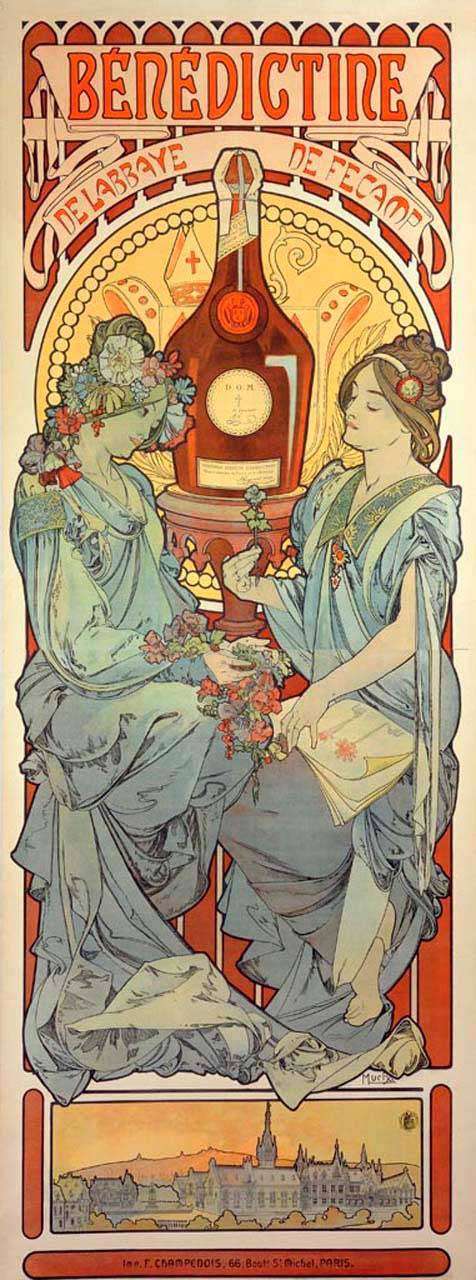 Фотообои в интерьере альфонс мариа муха- реклама  8-167 фото