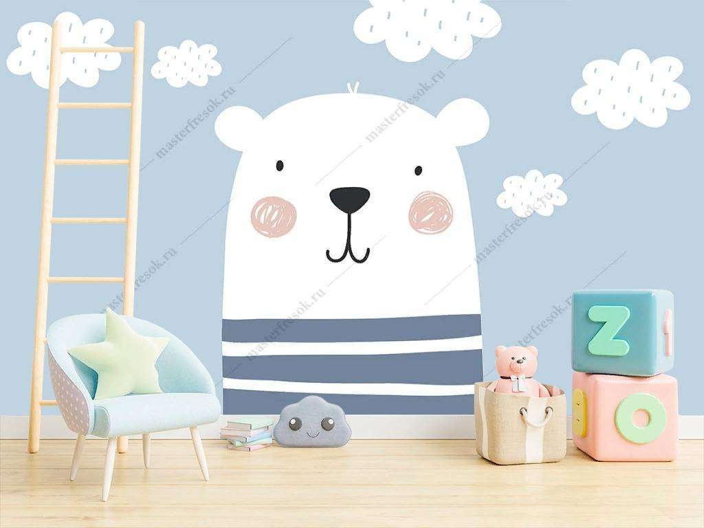 Фотообои в интерьере мишка в облаках  12-880 фото