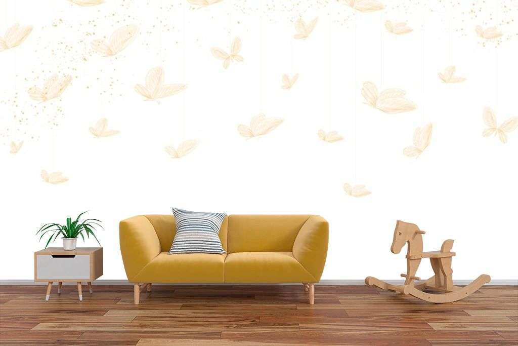 Фотообои в интерьере бабочки золотистые  9-2099 фото