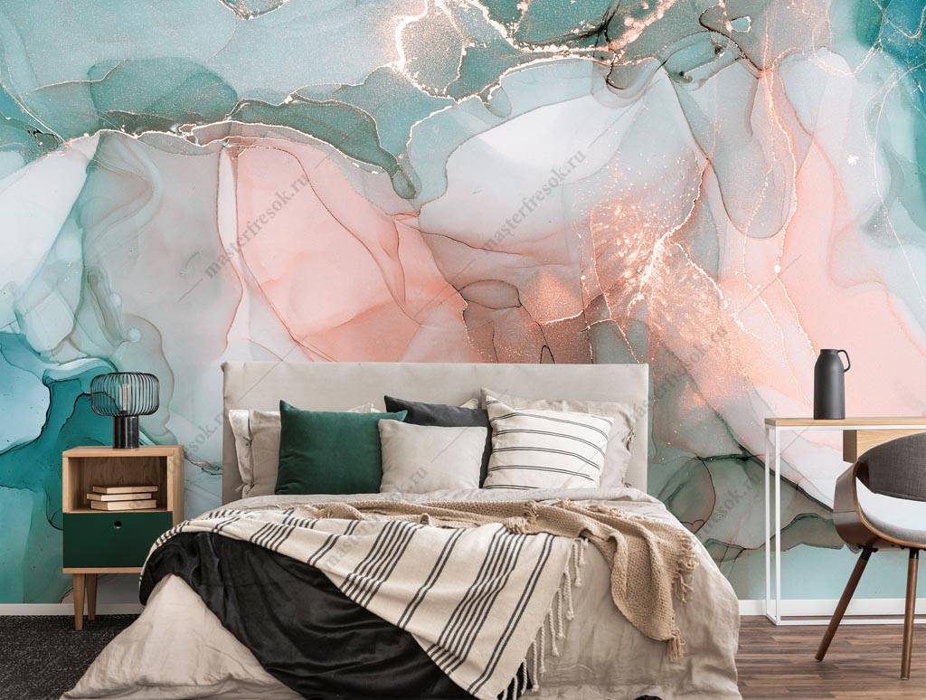 Фотообои Мятно-розовый флюид  9-1334