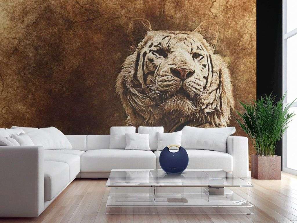 Фотообои в интерьере белый тигр  17-4336 фото