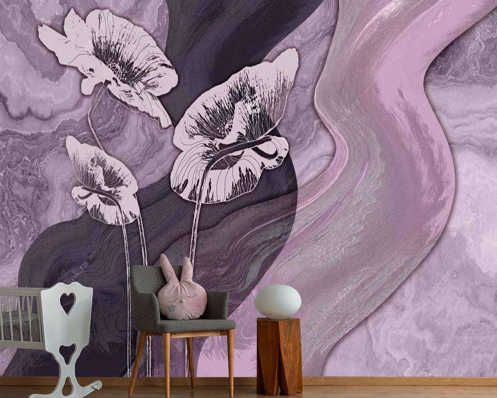 Фотообои в интерьере фиолетовая гладь  13-096 фото