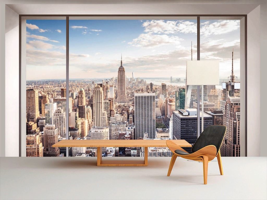 Фотообои Окно с видом на мегаполис  19-0067