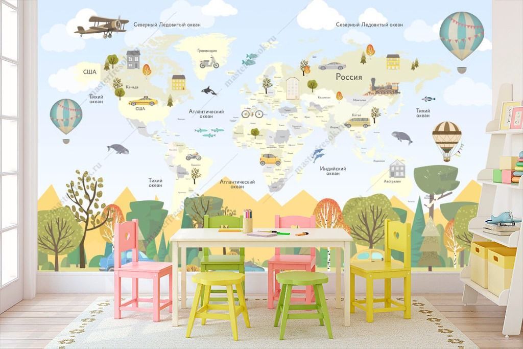 Фотообои Карта для детей с лесом  14-256