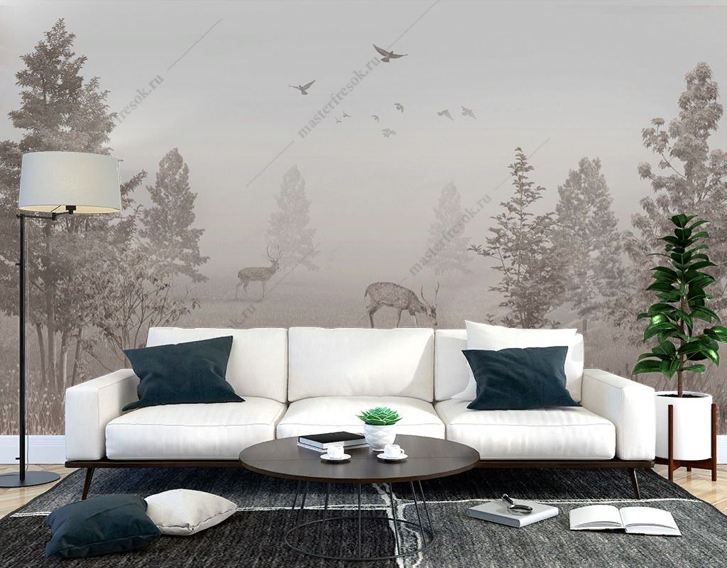 Фотообои Опушка с оленями  9-1832