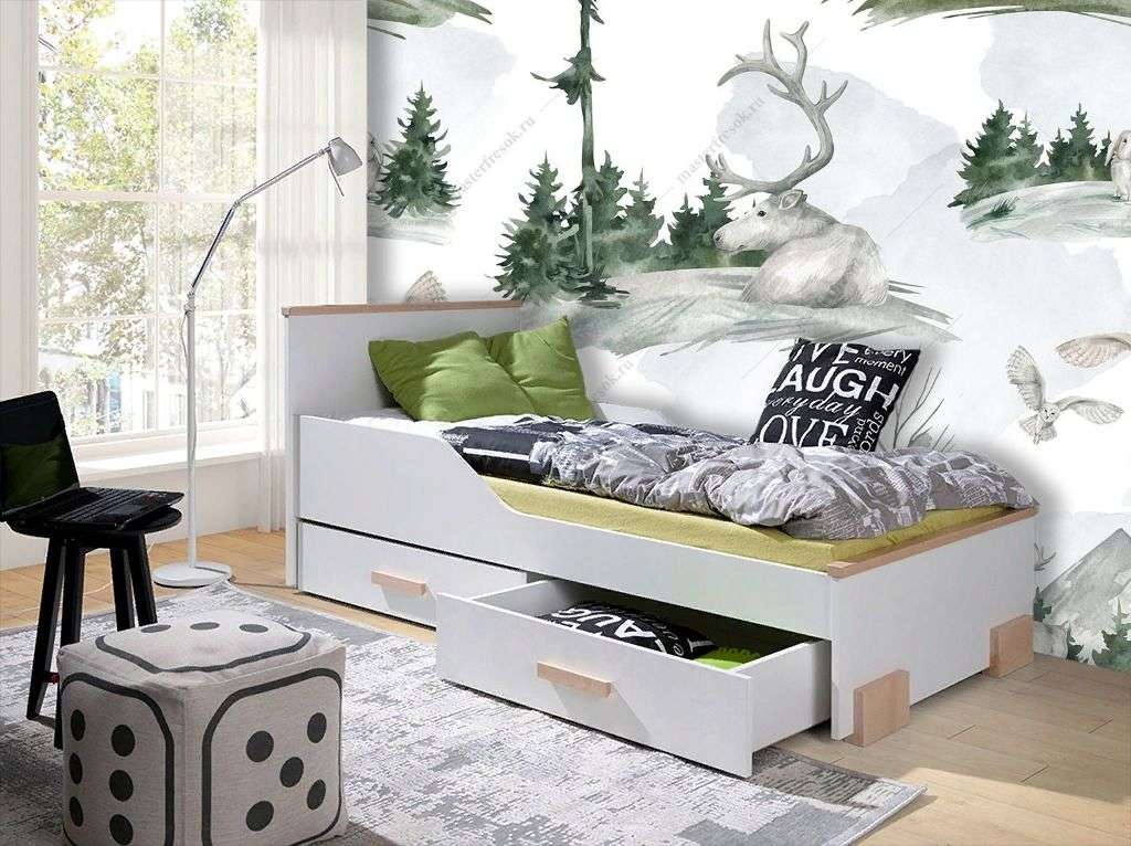 Фотообои в интерьере лесной фон с елочками  12-1497 фото