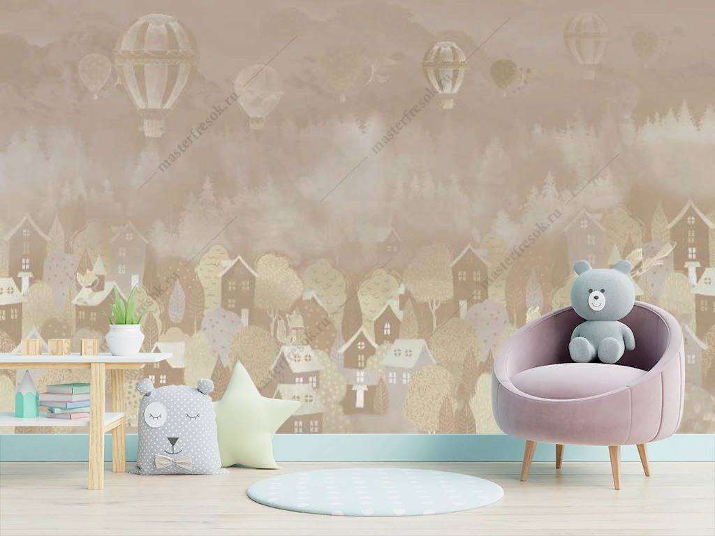 Фотообои в интерьере туманный город  14-110 фото