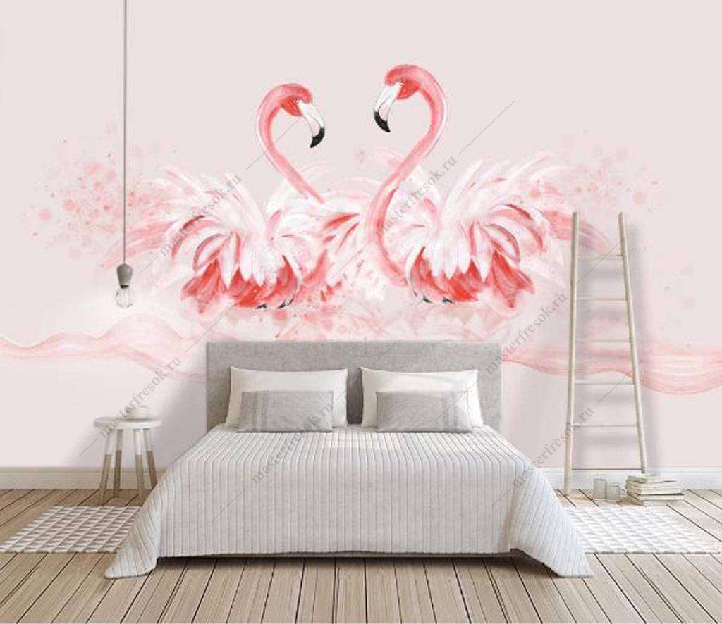 Фотообои в интерьере розовый фламинго  15-899 фото