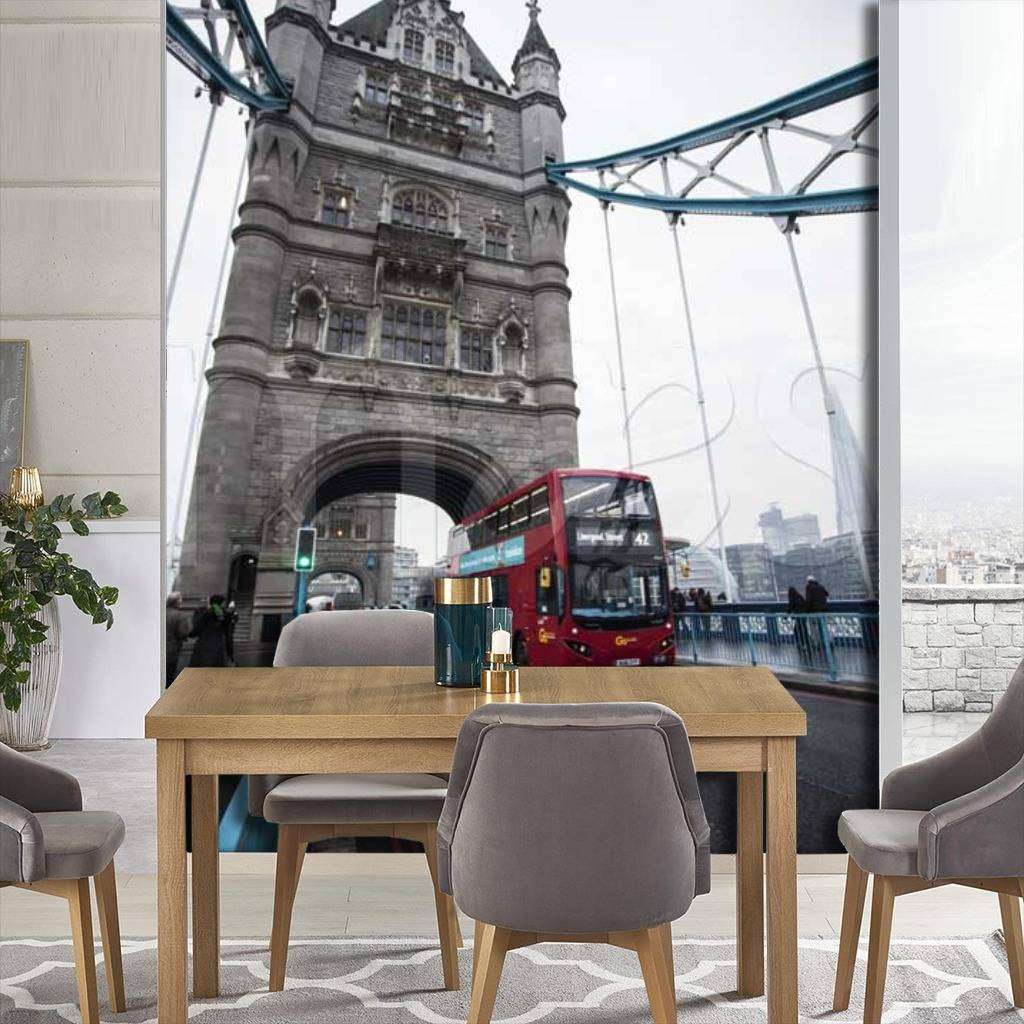 Фотообои в интерьере красный автобус на тауэрском мосту  9-560 фото
