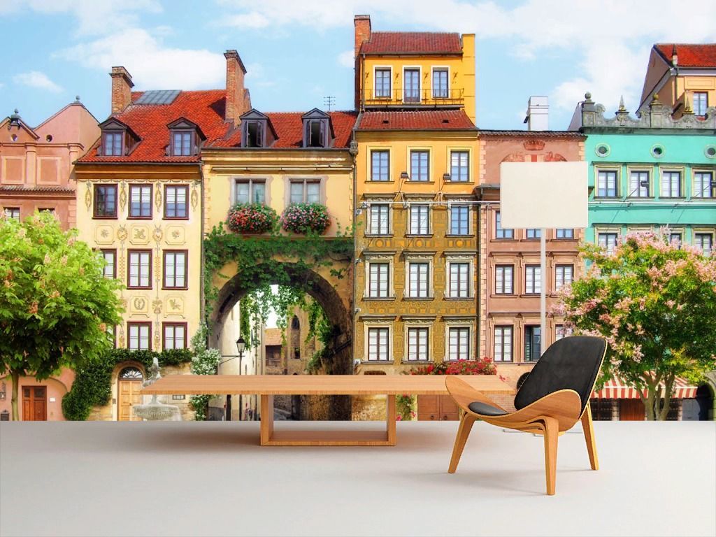 Фотообои Площадь с фонтаном  19-0064