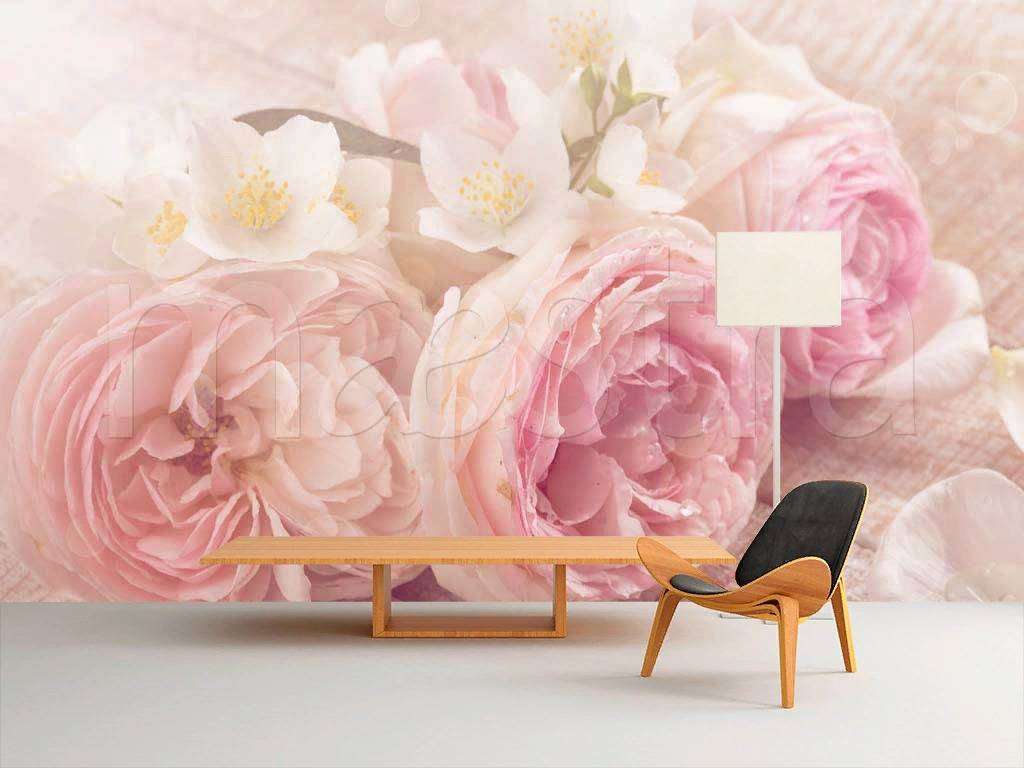 Фотообои в интерьере три пиона  9-097 фото