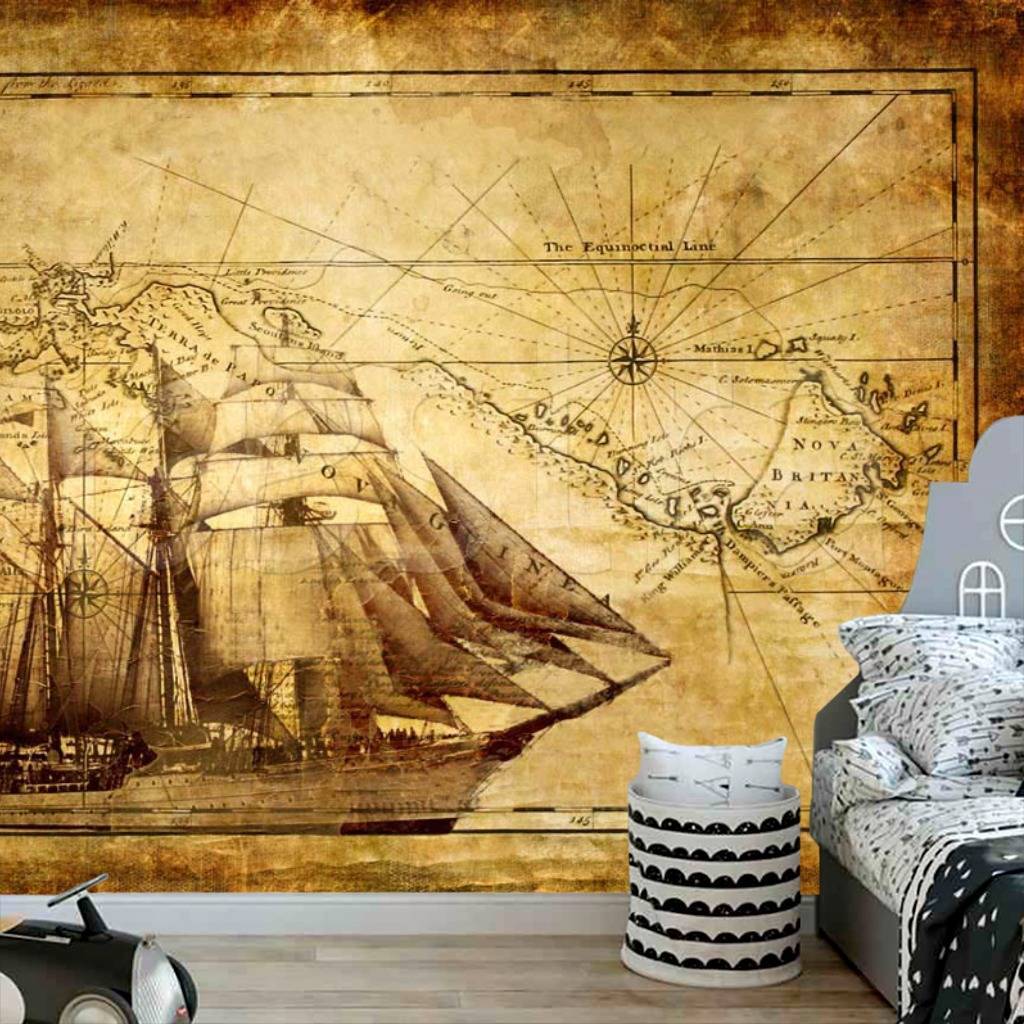 Фотообои Старинная карта с кораблем  3-090