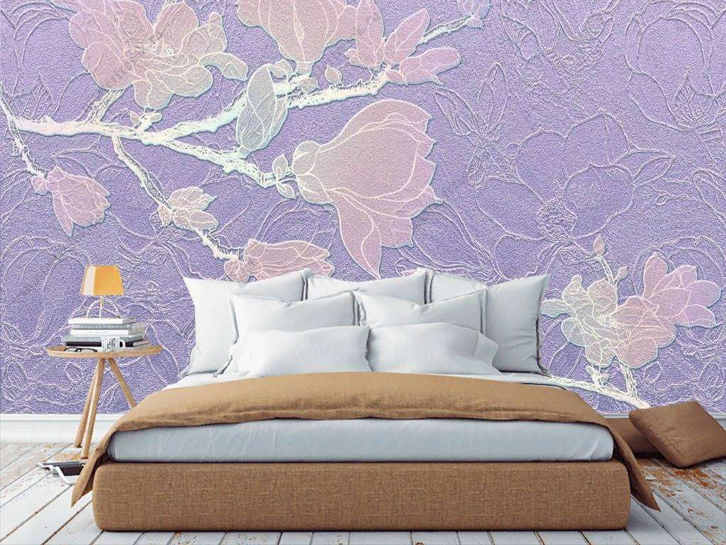 Фотообои в интерьере веточка магнолии на нежном фоне  9-1180 фото