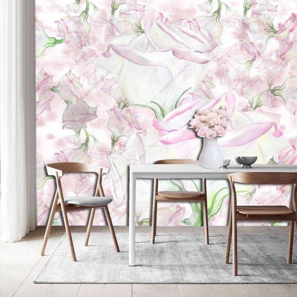Фотообои в интерьере цветочный принт  9-1176 фото