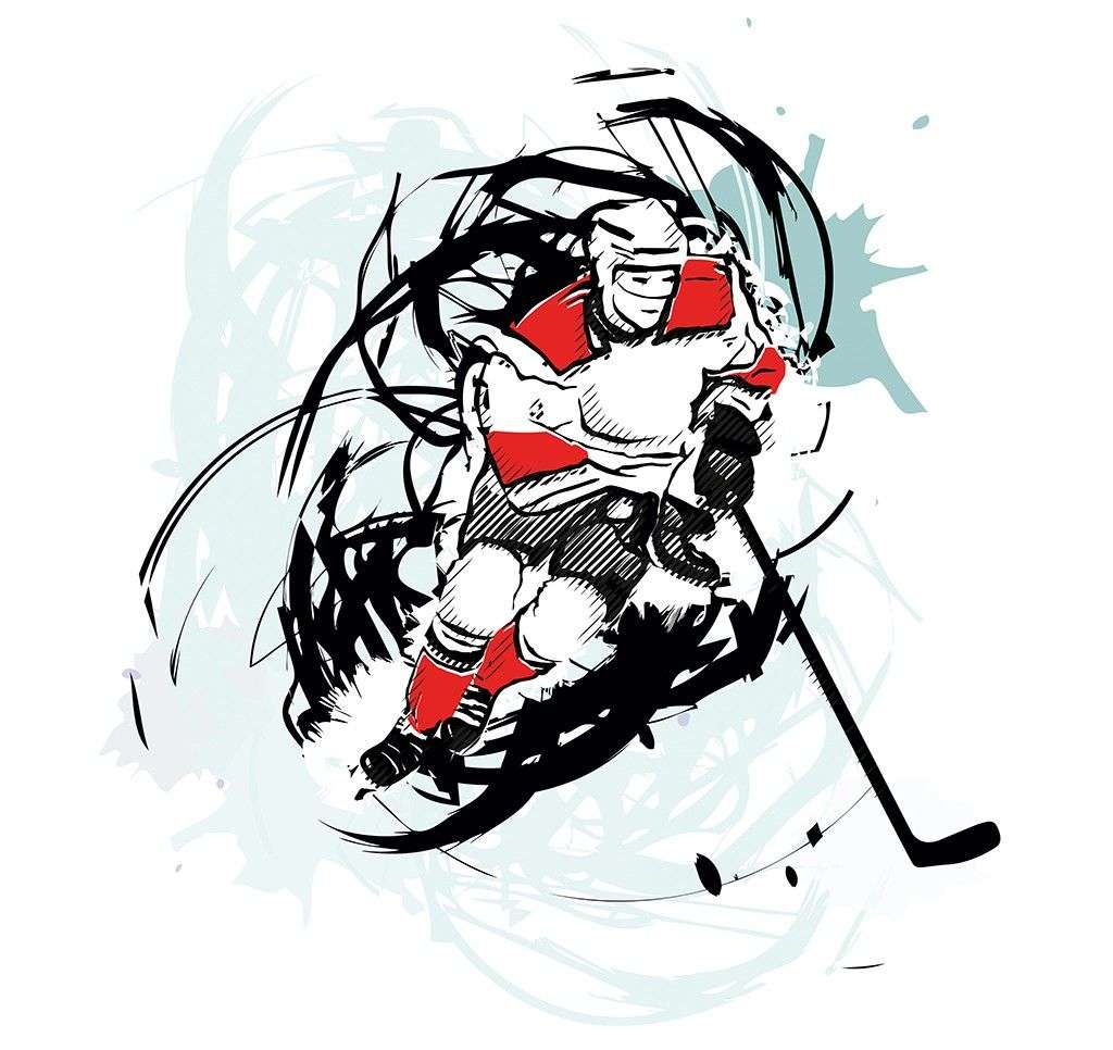 Фотообои в интерьере хоккейная зарисовка  14-387 фото