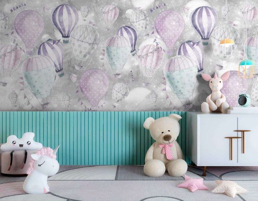 Фотообои в интерьере воздушные шары акварель  12-1443 фото