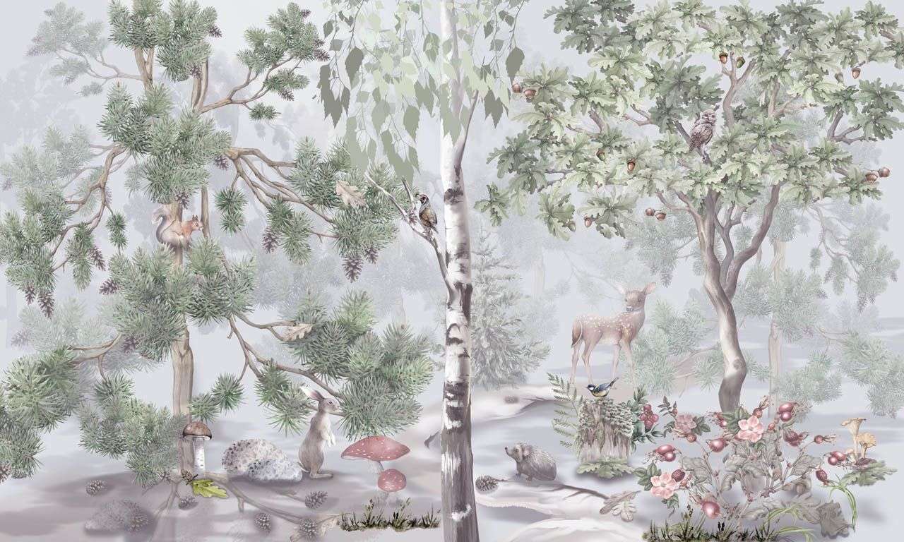 Фотообои в интерьере в детскую роща  13-714 фото