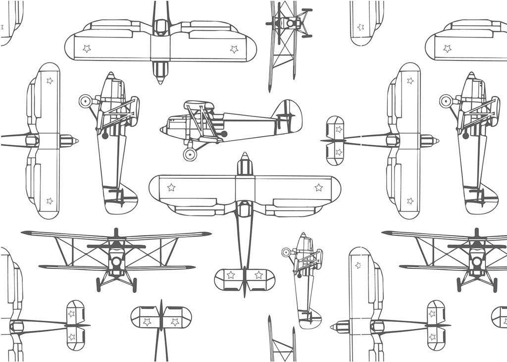 Фотообои в интерьере самолеты рисунок  12-748 фото