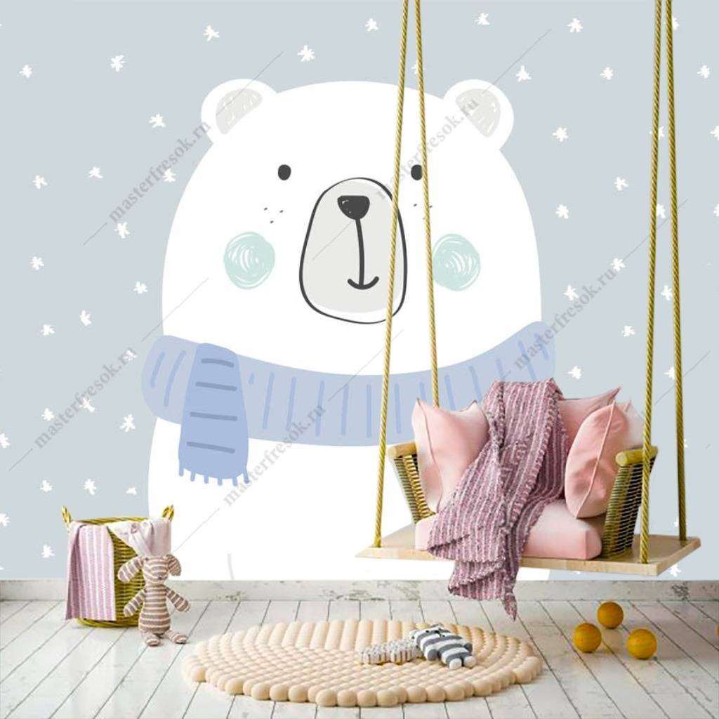 Фотообои Медведь и снежинки  12-891