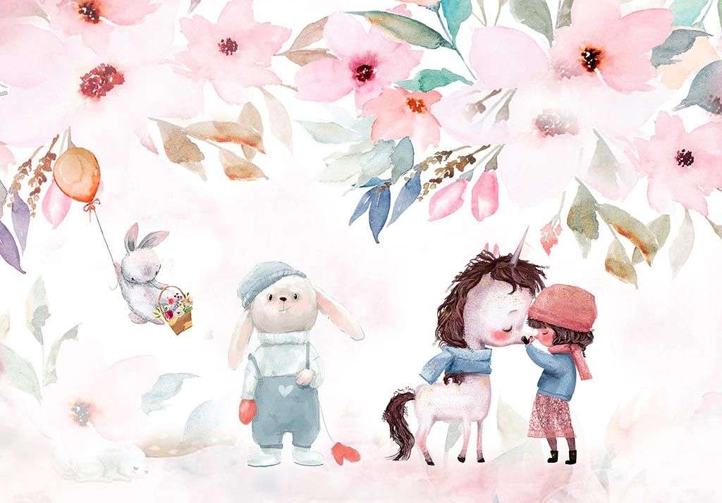 Фотообои в интерьере девочка и пони  14-002 фото