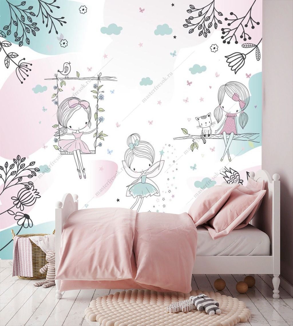 Фотообои Три феи на прогулке  14-639