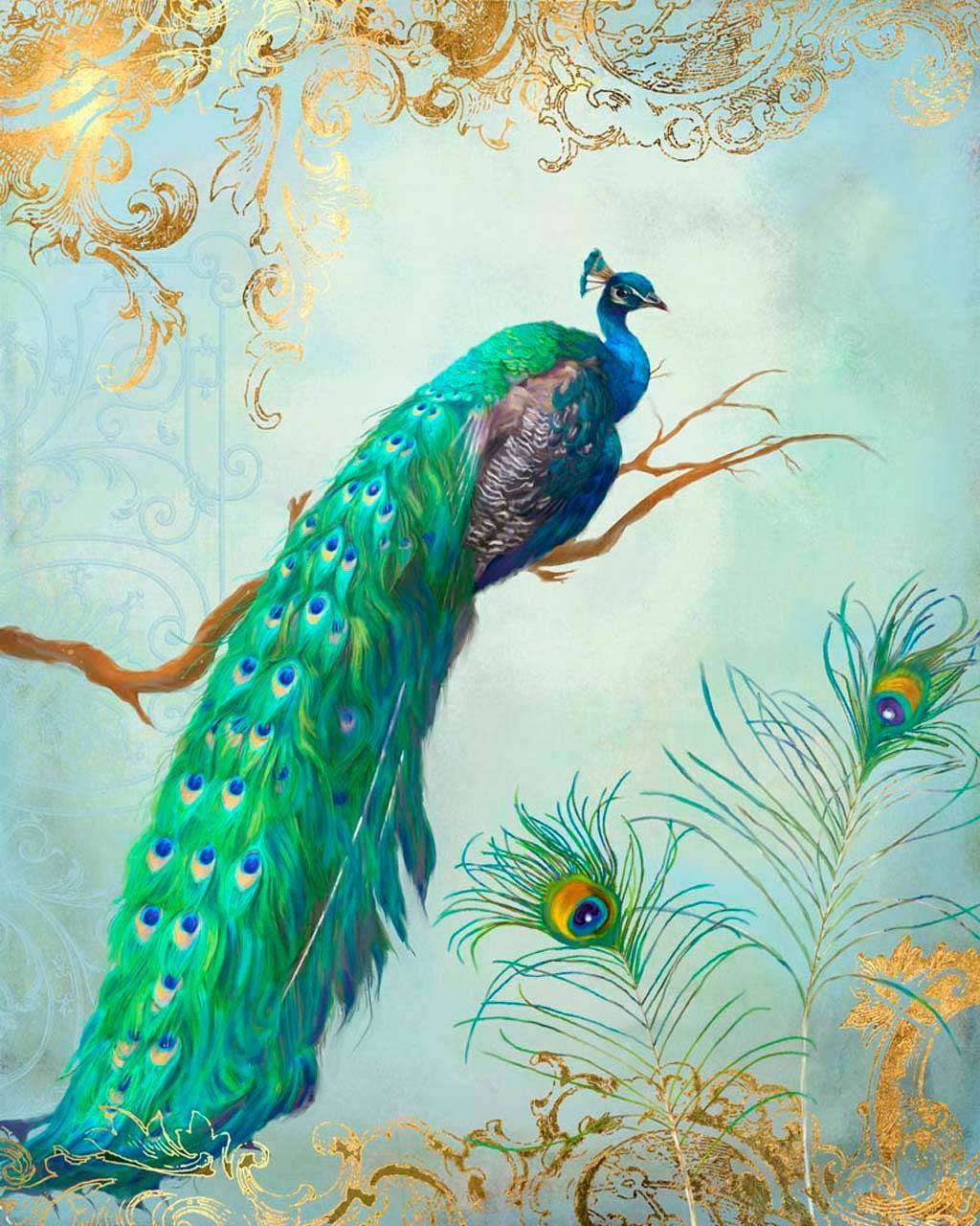 Фотообои в интерьере изумрудная жар-птица  8-311 фото