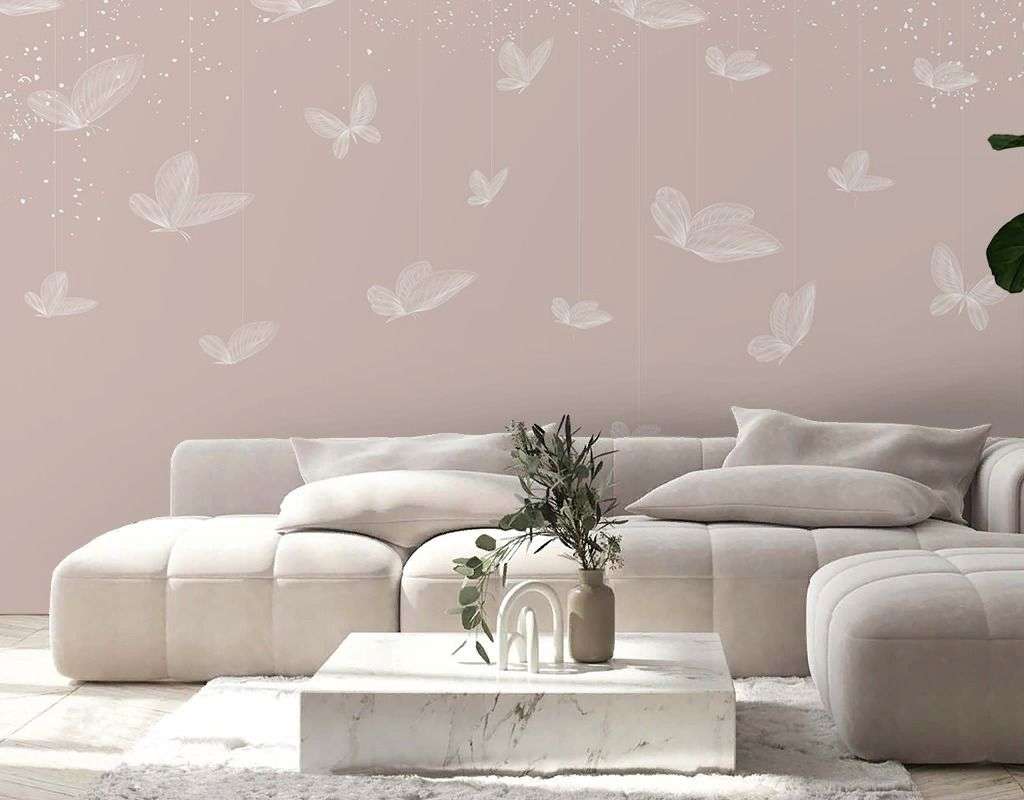 Фотообои в интерьере бабочки белые  9-2098 фото