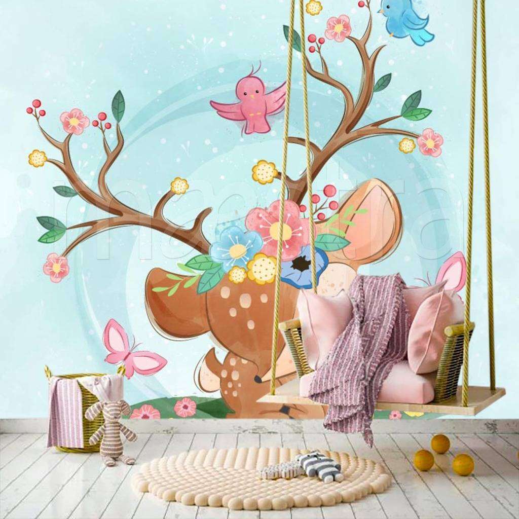 Фотообои в интерьере олененок  12-462 фото