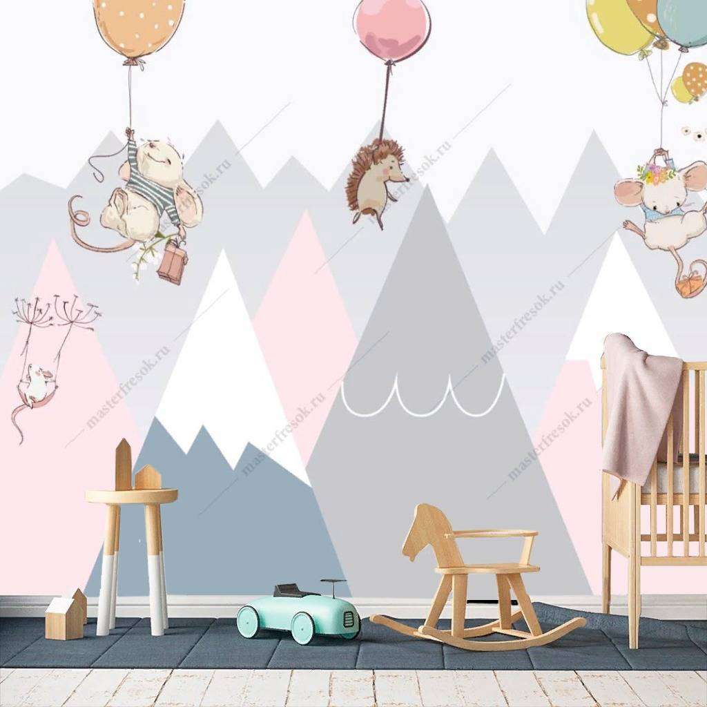 Фотообои в интерьере розовые горы  12-1159 фото