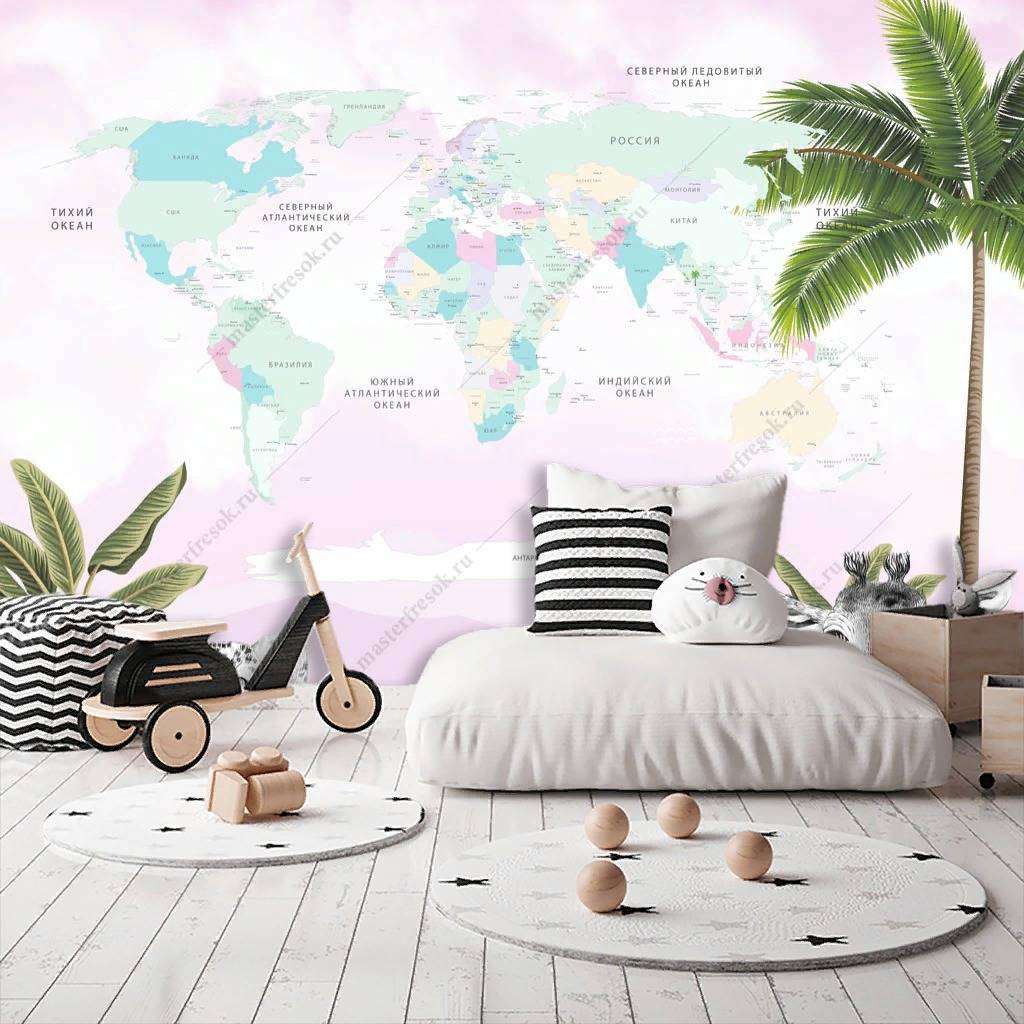 Фотообои в интерьере карта с зеброй  14-146 фото