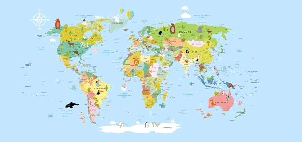 Фотообои в интерьере карта для детской  12-980 фото