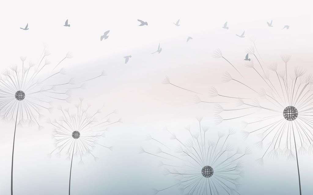 Фотообои в интерьере серые одуванчики  14-407 фото