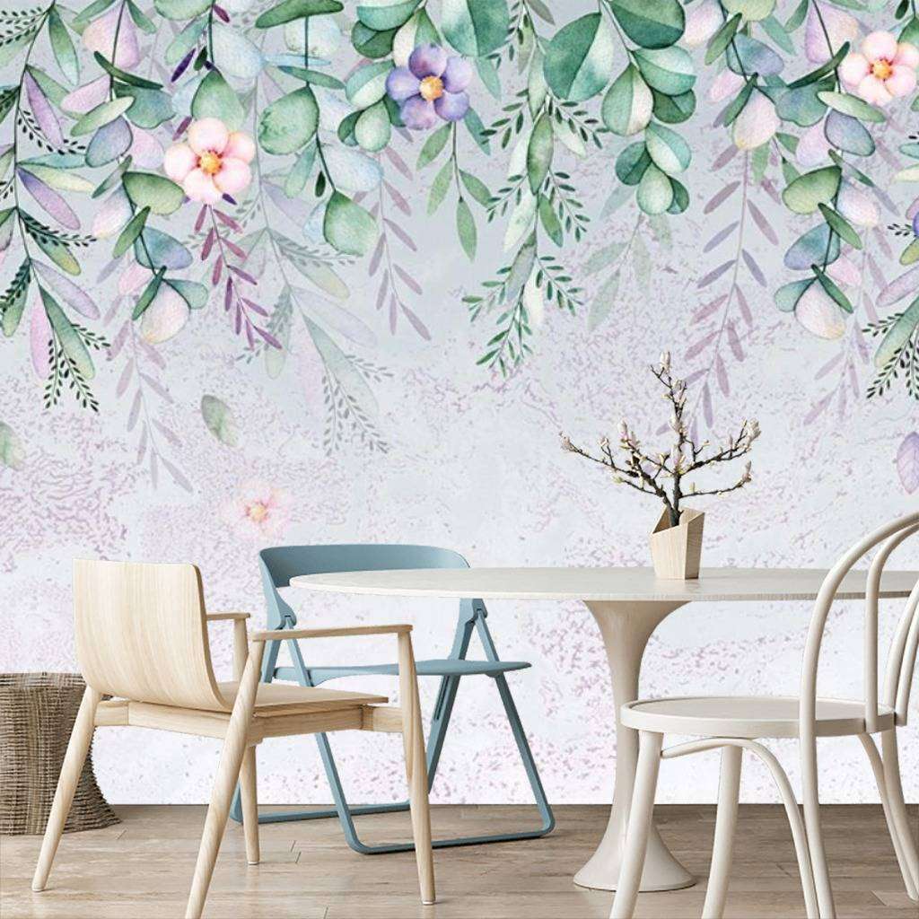 Фотообои в интерьере 3д фон растения  15-471 фото