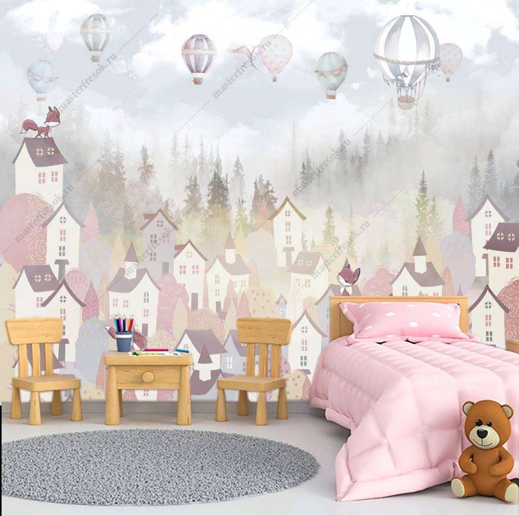 Фотообои в интерьере сказочный городок  14-151 фото