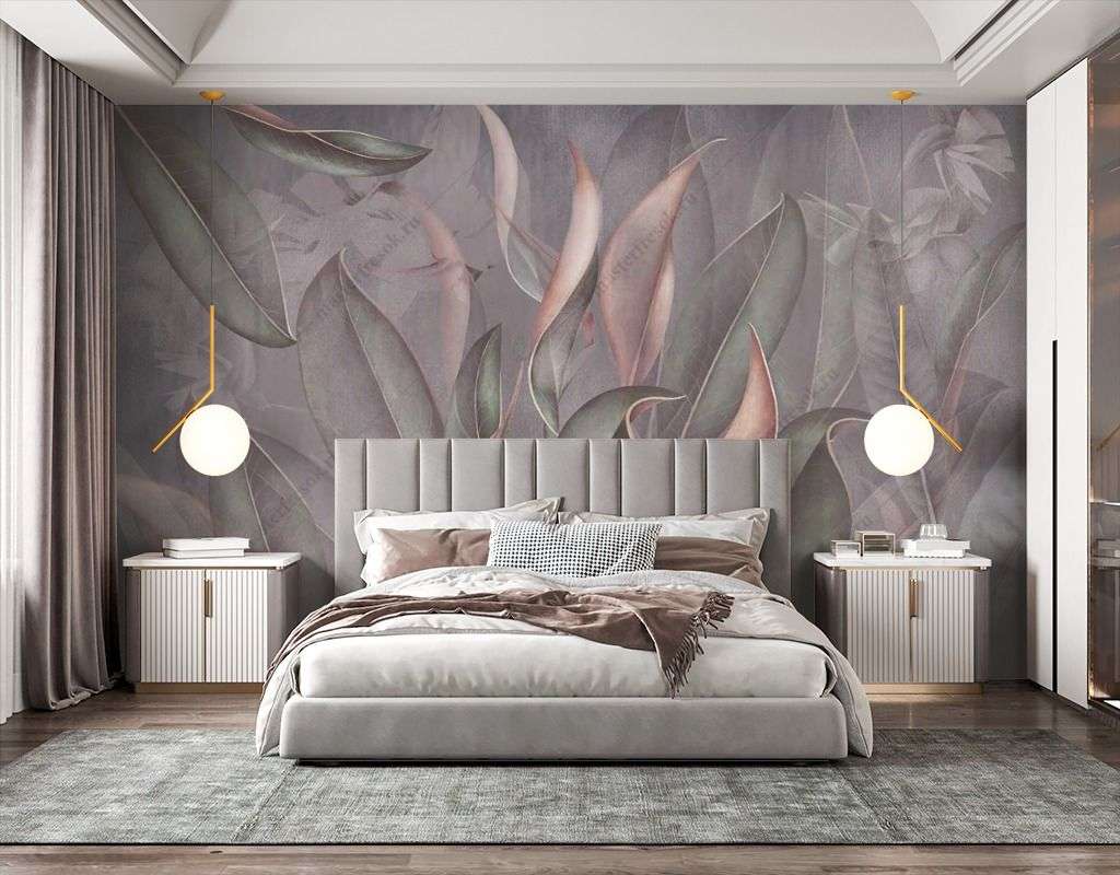 Фотообои в интерьере пальмовые листья  13-396 фото