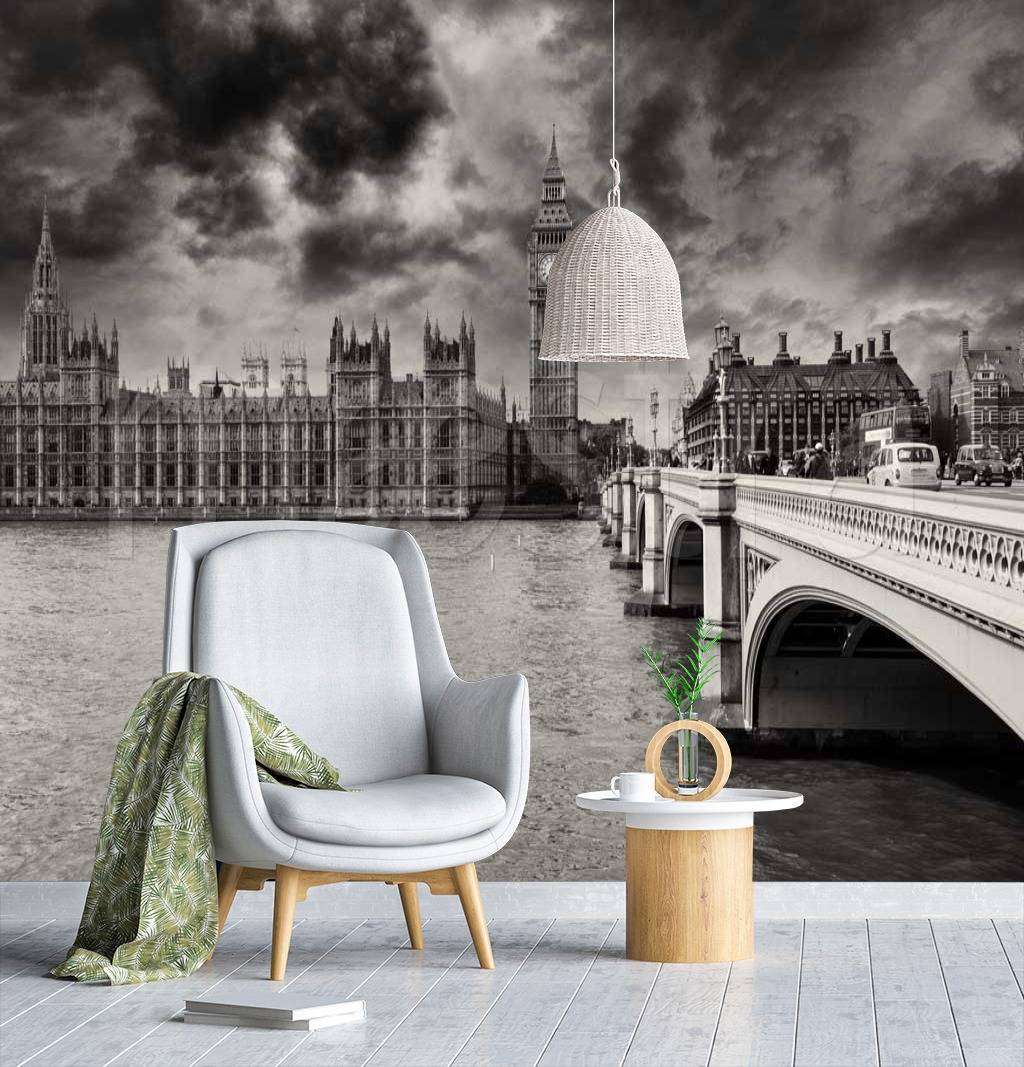 Фотообои в интерьере мрачное небо лондона  9-487 фото