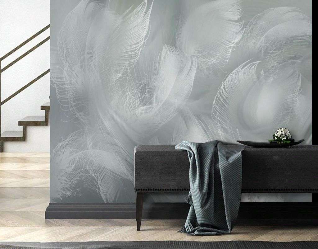 Фотообои в интерьере перья фон  13-697 фото