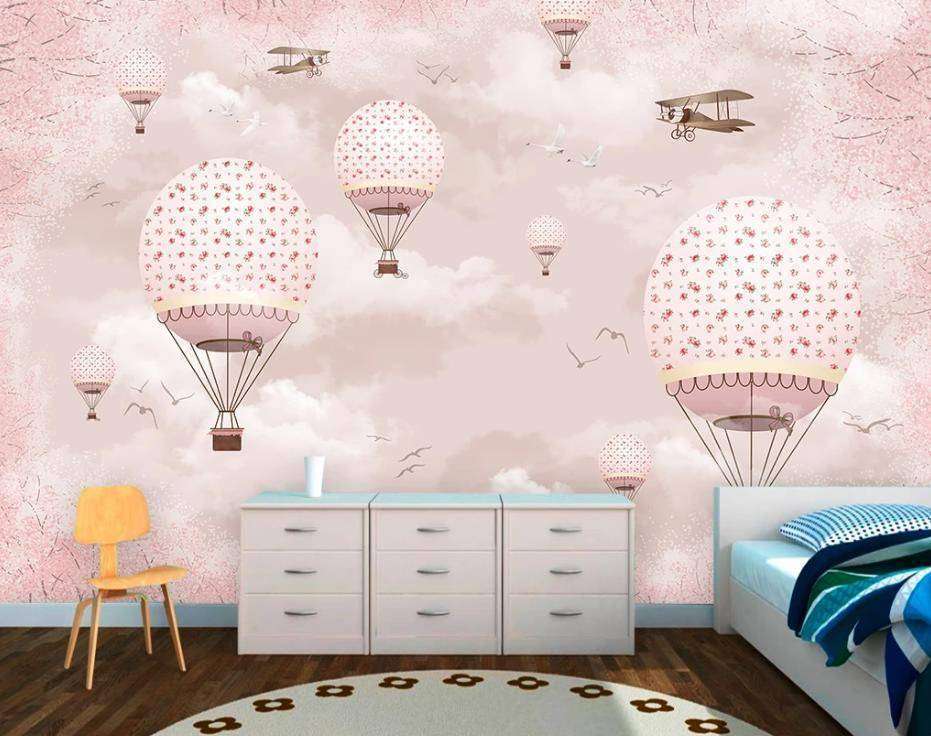 Фотообои Бесшовные обои на стену:  Воздушные шары в розовом небе. Артикул: 15-095  