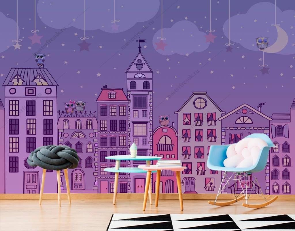 Фотообои Городок ночью  13-158