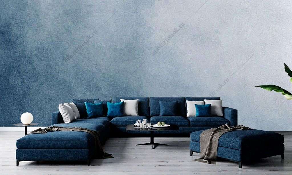 Фотообои в интерьере текстурный синий фон  9-1415 фото