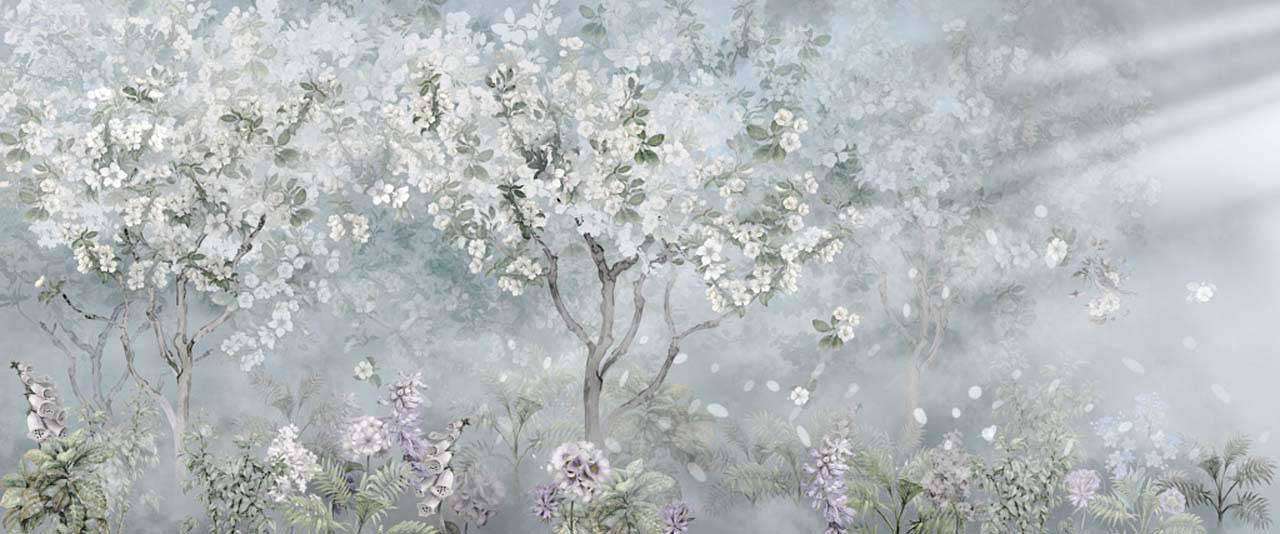 Фотообои в интерьере цветущее дерево  13-200 фото