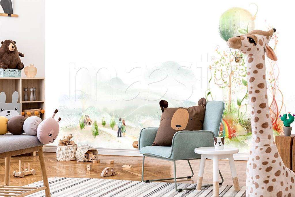 Фотообои в интерьере воздушный шар над полем  12-283 фото