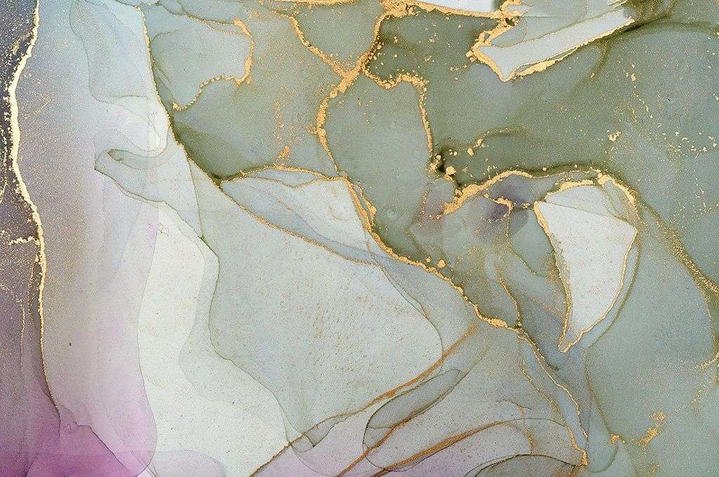 Фотообои в интерьере флюид арт серо-зеленый  9-2027 фото