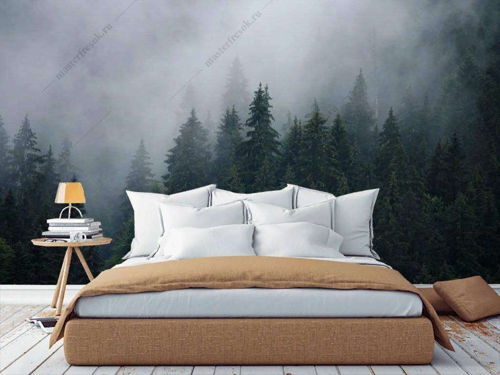 Фотообои в интерьере туманные леса  9-1172 фото